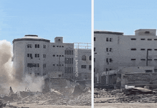 פיצוץ האוניברסיטה בעזה (צילום: רשתות חברתיות)
