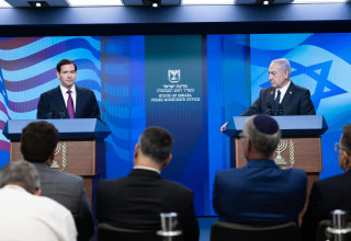 בנימין נתניהו, מרקו רוביו (צילום:  חיים גולדברג, פלאש 90)