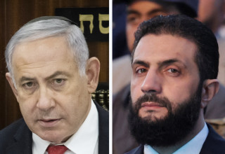 אחמד א-שרע (אל ג'ולאני), בנימין נתניהו (צילום: הדס פרוש, פלאש 90,REUTERS/Zorana Jevtic)