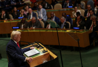 נשיא ארה"ב דונלד טראמפ נואם באו"ם (צילום: רויטרס)