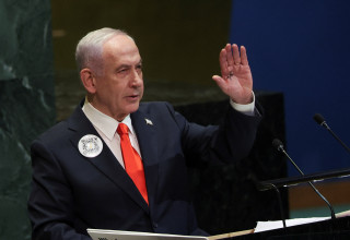 בנימין נתניהו נואם באו"ם (צילום: רויטרס)