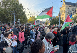 הפגנה פרו פלסטינית בברן, שוויץ (צילום: רויטרס)