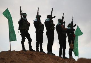 מחבלי חמאס (צילום: EYAD BABA/AFP via Getty Images)