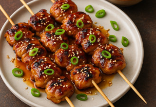 שיפודי פרגית ברוטב אסייתי (צילום: נעשה שימוש ב-OpenArt.ai)