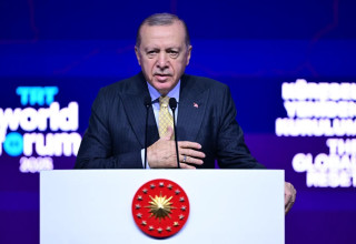 נשיא טורקיה רג’פ טאיפ ארדואן בפורום TRT World 2025 באיסטנבול (צילום: צילום מסך לפי סעיף 27א)