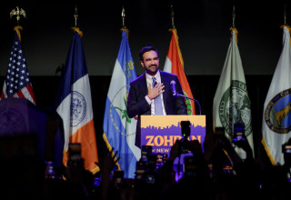 זוהרן ממדאני בנאום הניצחון בבחירות (צילום: רויטרס)