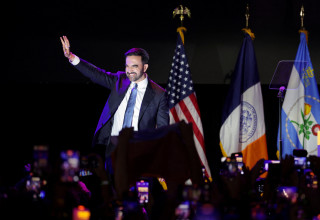 זוהרן ממדאני בנאום הניצחון בבחירות (צילום: רויטרס)