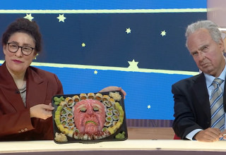 יצחק רבין בפטריוטים, והסושי (צילום: צילום מסך ערוץ 12)