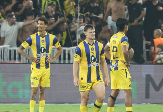 שחקני מכבי תל אביב בהלם (צילום: דני מרון)