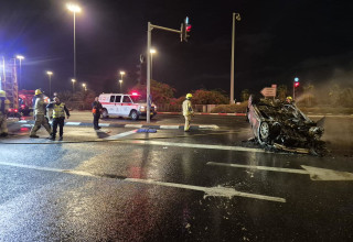 זירת התאונה בכביש 40 (צילום: תיעוד מבצעי מד"א)