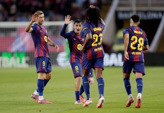 שחקני ברצלונה (צילום: Gettyimages)