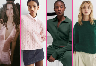 מימין לשמאל: סריג של פול אנד בר, ג׳קט של אלו יוגה, סריג של ברשקה ושמלה של זארה (צילום: אתר רשמי)