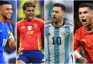 כריסטיאנו רונאלדו, ליאו מסי, לאמין ימאל וקיליאן אמבפה (צילום: gettyimages)