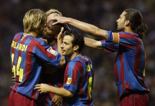 אנדרה אורלנדי במדי ברצלונה (צילום: רויטרס)