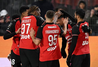 שחקני ראן חוגגים מול מונאקו (צילום: LOU BENOIST / Contributor)