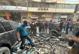 זירת החיסול בביירות (צילום:  Ibrahim AMRO / AFP )