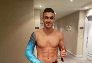 פז בן ארי לאחר הפציעה בבאקו (צילום: בני יהודה, רשמי)