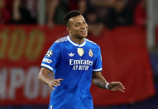 קיליאן אמבפה שחקן ריאל מדריד חוגג שער (צילום: רויטרס)