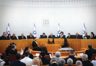 שופטי העליון בטקס הפרידה מיוסף אלרון ספטמבר 2025 (צילום: יונתן זינדל, פלאש 90)