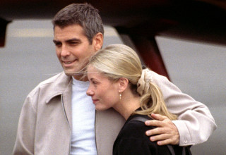 ג׳ורג׳ קלוני ובת הזוג סלין ב1997 (צילום: רויטרס)