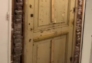 הדלת הנסתרת שנחשפה בבית החדש שרכשו (צילום: צילום מסך מתוך טיקטוק)