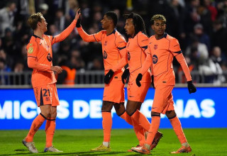 שחקני ברצלונה במשחק החוץ מול גוודלחרה (צילום: Angel Martinez / Stringer)