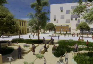 הדמיה של התוכנית לבסיס מטה פיקוד הדרום בבאר שבע (צילום: באדיבות אירית צרף - אדריכלות ובינוי ערים)