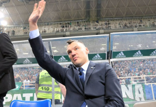 מאמן ז'לגיריס קובנה שאראס יאסיקבצ'יוס עם סרחיו רודריגס, ריאל מדריד (צילום: GettyImages)