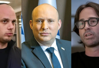 נפתלי בנט, שרוליק איינהורן, אלי פלדשטיין (צילום: אבשלום ששוני,אוליבייה פיטוסי, פלאש 90,צילום מסך כאן חדשות)