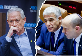 בני גנץ, נפתלי בנט, יאיר לפיד (צילום: אוליביה פיטוסי, פלאש 90,חיים גולדברג, פלאש 90)