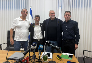 מסיבת עיתונאים משותפת של ארבעה ראשי רשויות מהגליל העליון (צילום: בתיה גלעדי)