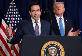 מרקו רוביו במסיבת עיתונאים בנוגע לוונצואלה (צילום: REUTERS/Jonathan Ernst)