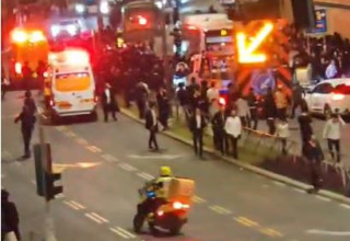 הפגנת החרדים בירושלים, אזור תאונת האוטובוס (צילום: רשתות חברתיות, שימוש לפי סעיף 27 א')