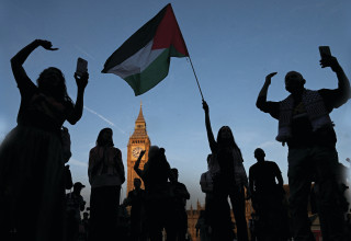 הפגנה פרו-פלסטינית בלונדון, 9.8.25 (צילום: רויטרס)