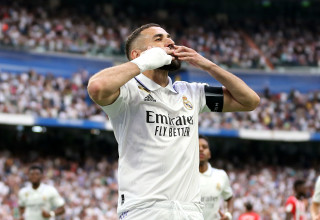 בנזמה אחרי השער האחרון בלבן (צילום: אימג'בנק  GettyImages, Florencia Tan Jun)