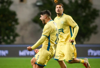 איאד חלאילי שחקן מכבי בני ריינה חוגג שער (צילום: קובי אליהו)