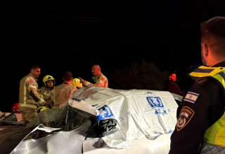 זירת תאונת הדרכים הקשה בה נהרג ילד בן 14 (צילום: זק"א)