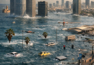 תל אביב מתחת למים (צילום: AI)