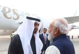 ראש ממשלת הודו נרנדרה מודי ונשיא האמירויות מוחמד בן זאיד (צילום: שימוש לפי סעיף 27א')