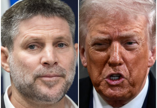 דונלד טראמפ, בצלאל סמוטריץ' (צילום: REUTERS/Evelyn Hockstein,חיים גולדברג, פלאש 90)