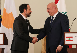 ביקור נשיא לבנון בקפריסין (צילום: Anwar AMRO / AFP via Getty Images)