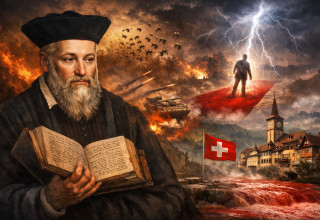 נוסטראדמוס בחזון אפוקליפטי (צילום: AI)