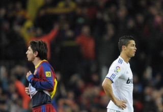 ליאו מסי וכריסטיאנו רואנלדו בימי הקלאסיקו (צילום: David Ramos)