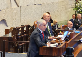 בנימין נתניהו במליאת הכנסת  (צילום: אברהם בלוך)