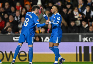 קיליאן אמבפה שחקן ריאל מדריד חוגג שער עם פדריקו ואלוורדה (צילום: רויטרס)