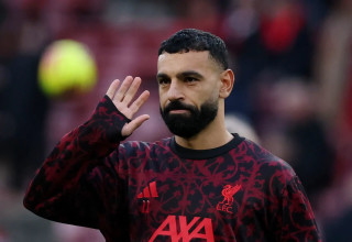 מוחמד סלאח שחקן ליברפול בחימום (צילום: רויטרס)