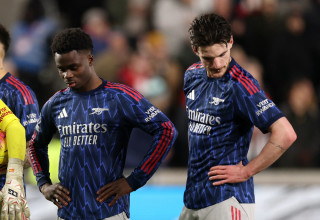 דקלן רייס, בוקאיו סאקה, שחקני ארסנל (צילום: רויטרס)