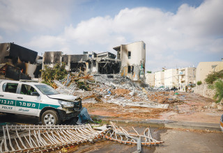 תחנת המשטרה בשדרות לאחר ה-7 באוקטובר (צילום: חיים גולדברג פלאש 90)