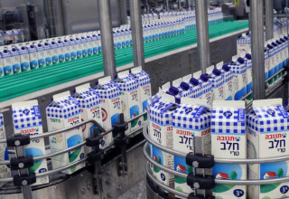 קו ייצור של חלב מפוקח, תנובה (צילום: רפי דלויה)