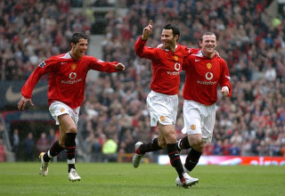 וויין רוני, ריאן גיגס, וכריסטיאנו רונאלדו במדי מנצ'סטר יונייטד (צילום: Tony Marshall - EMPICS)